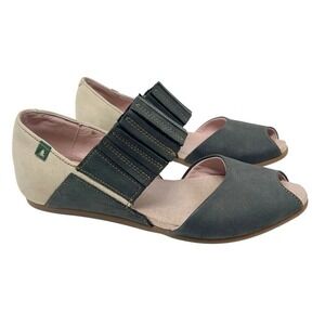 El Naturalista Slip on Stella Peep Toe Sandals Shoes Comfort‎ Flats Size 38 / 8